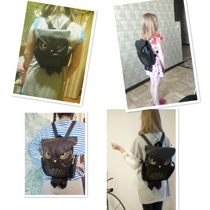Yogodlns Fashion Women Backpack Newest Stylish Cool Black PU Leather Owl Backpack Female Hot Sale Women shoulder bag school bags