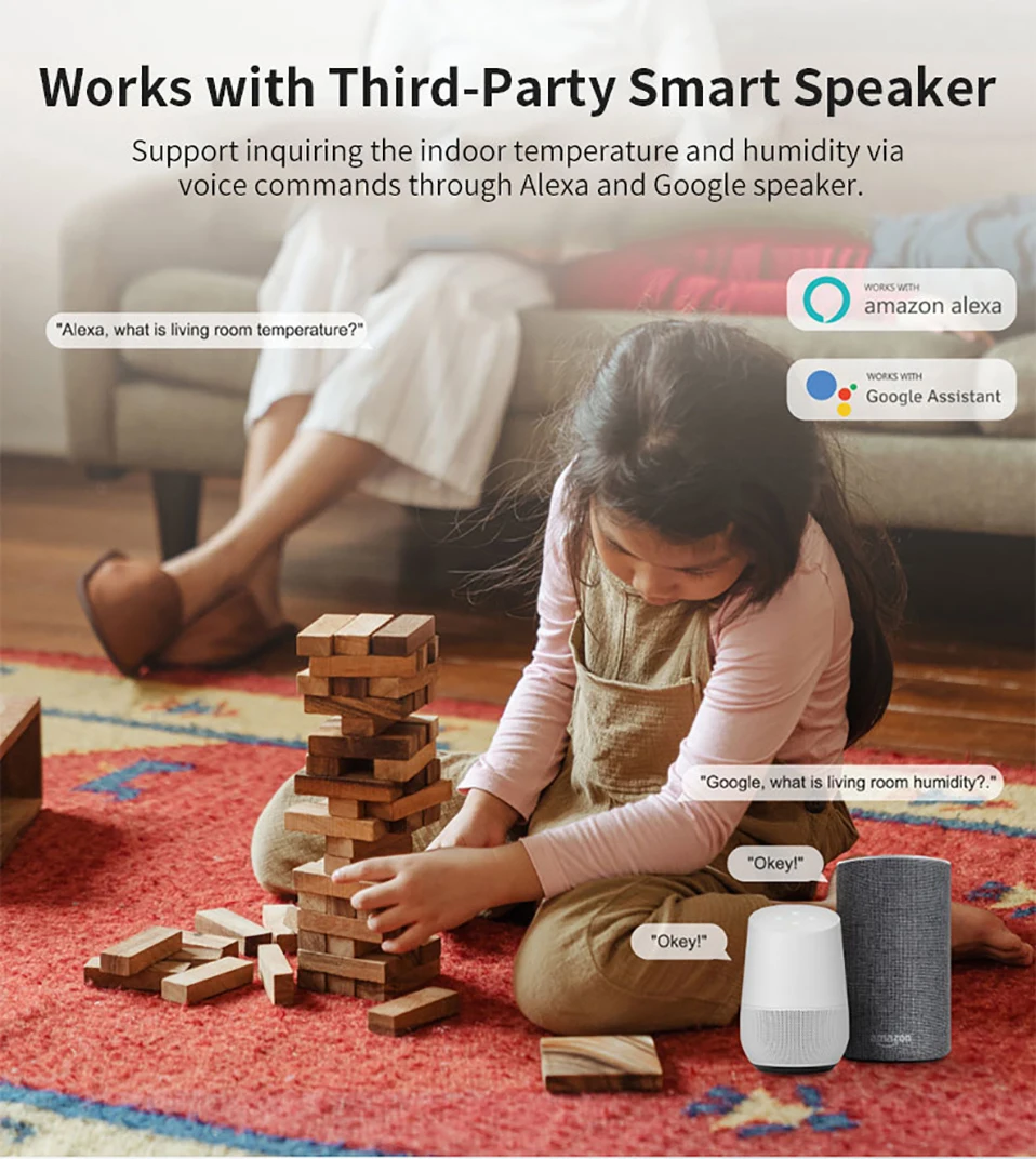 Tuya Zigbee WiFi Temperature And Humidity Sensor APP Remote Monitor For Smart Home Var SmartLife WorkWith Alexa Google Assistant