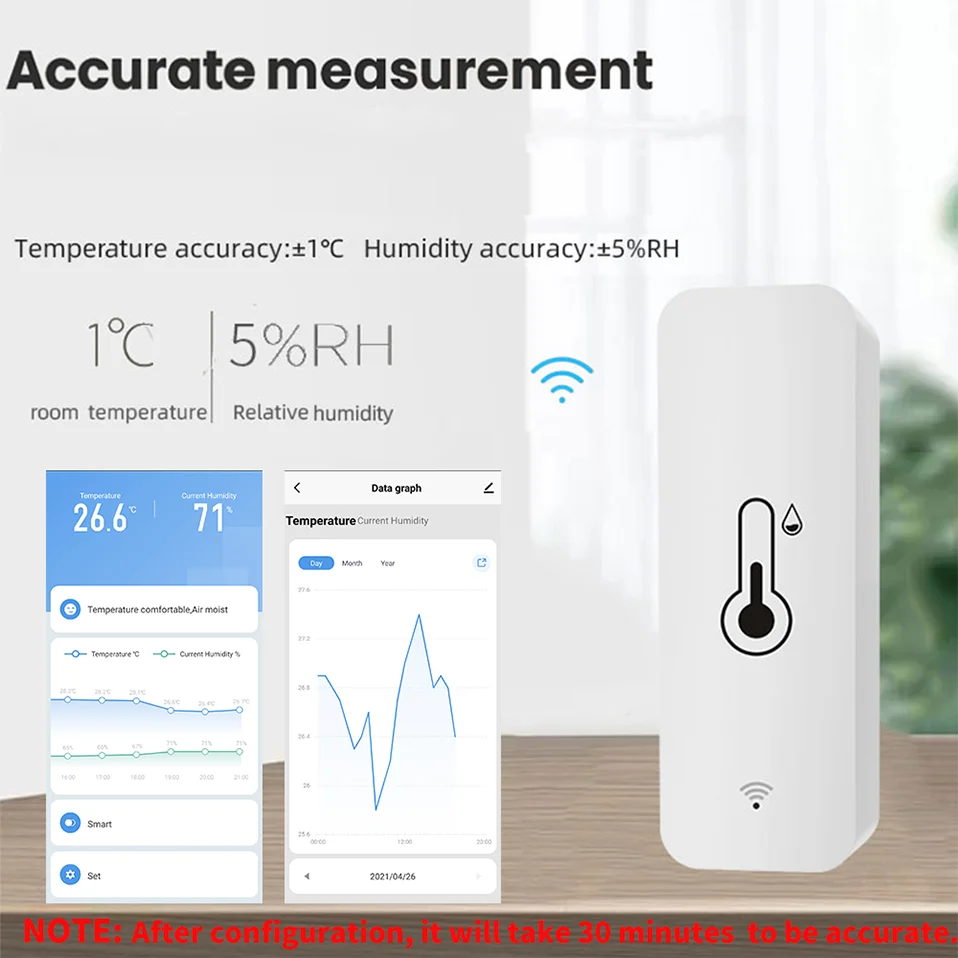 Tuya Zigbee WiFi Temperature And Humidity Sensor APP Remote Monitor For Smart Home Var SmartLife WorkWith Alexa Google Assistant