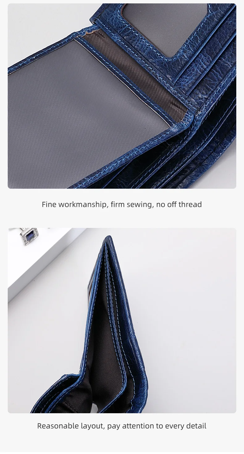 BULLCAPTAIN New Men's Leather Wallet RFID Function Fashion Business Multi-Card Men's Wallet Clip QB026