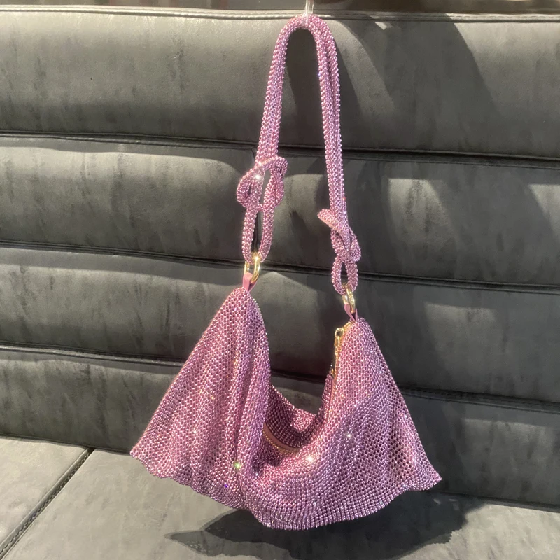 luxury Designer hobo shoulder bag handmade Shining Rhinestones Evening clutch Bag Purse Crystal Purses and handbag Hobo Bags