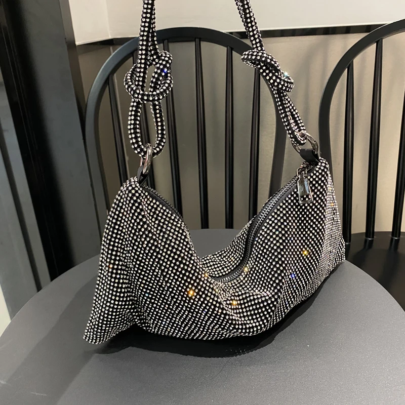 luxury Designer hobo shoulder bag handmade Shining Rhinestones Evening clutch Bag Purse Crystal Purses and handbag Hobo Bags
