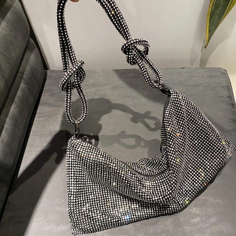 luxury Designer hobo shoulder bag handmade Shining Rhinestones Evening clutch Bag Purse Crystal Purses and handbag Hobo Bags