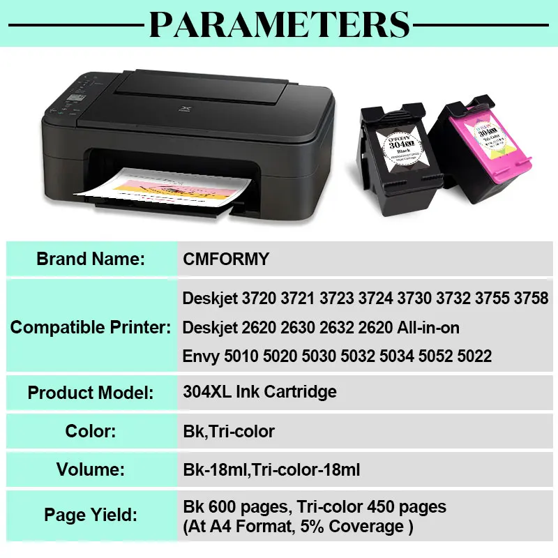 Royek 304XL Ink Cartridge Replacement For HP 304 HP304 XL Deskjet Envy 2620 2630 2632 5030 5020 5032 3720 3730 5010 Printer