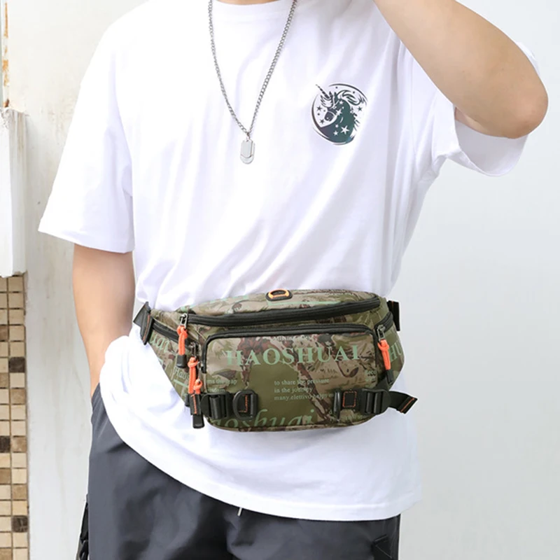 Men Nylon Waist Pack Belt Bag Running Waterproof Multi-purpose Travel Male Sling Chest Fanny Pack Bum Hip Bags