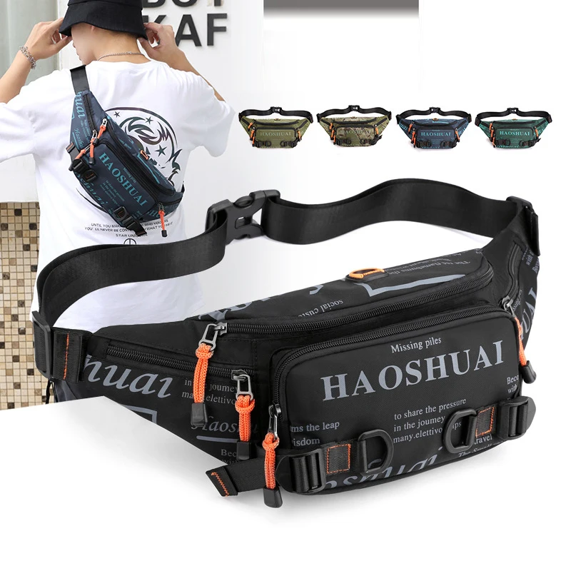 Men Nylon Waist Pack Belt Bag Running Waterproof Multi-purpose Travel Male Sling Chest Fanny Pack Bum Hip Bags