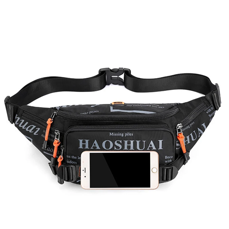 Men Nylon Waist Pack Belt Bag Running Waterproof Multi-purpose Travel Male Sling Chest Fanny Pack Bum Hip Bags
