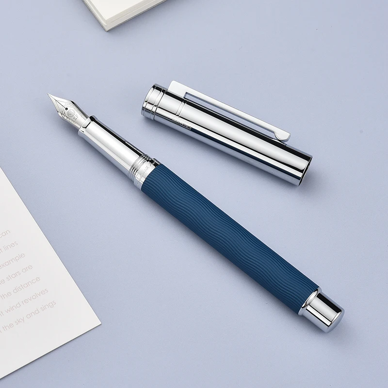 HongDian 1843 Metal Fountain Pen Voyager Series Beautiful Ripples Iridium EF/F Size Ink Pen Office Business Writing Gift Ink Pen