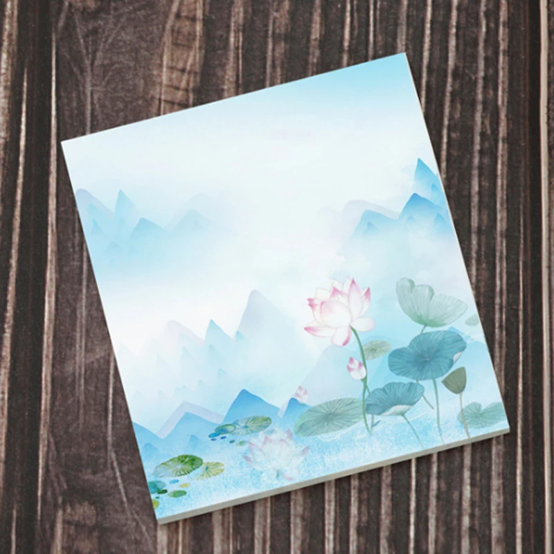 1PCS Cartoon Portable Retro Square Tearable Notepad Message Sticky Notes Notebook Stationery Child Gift Office&School Supplies