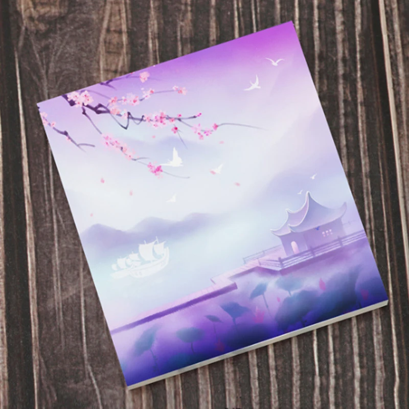 1PCS Cartoon Portable Retro Square Tearable Notepad Message Sticky Notes Notebook Stationery Child Gift Office&School Supplies