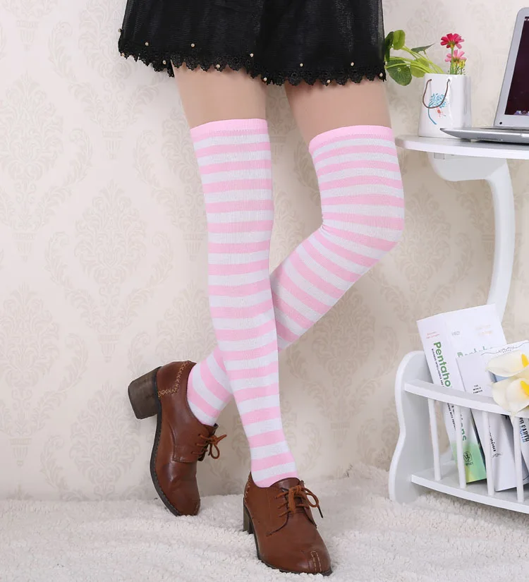 2021 New Socks Long Tube Ladies Japanese Blue and White Striped Over-knee Socks Thigh Socks  Thigh High Stockings  Knee High
