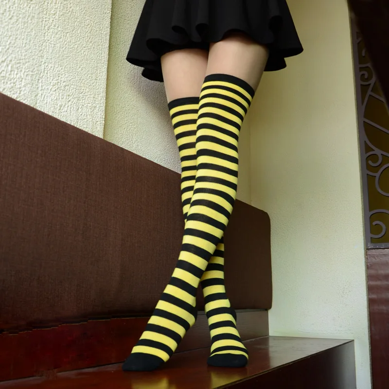 2021 New Socks Long Tube Ladies Japanese Blue and White Striped Over-knee Socks Thigh Socks  Thigh High Stockings  Knee High