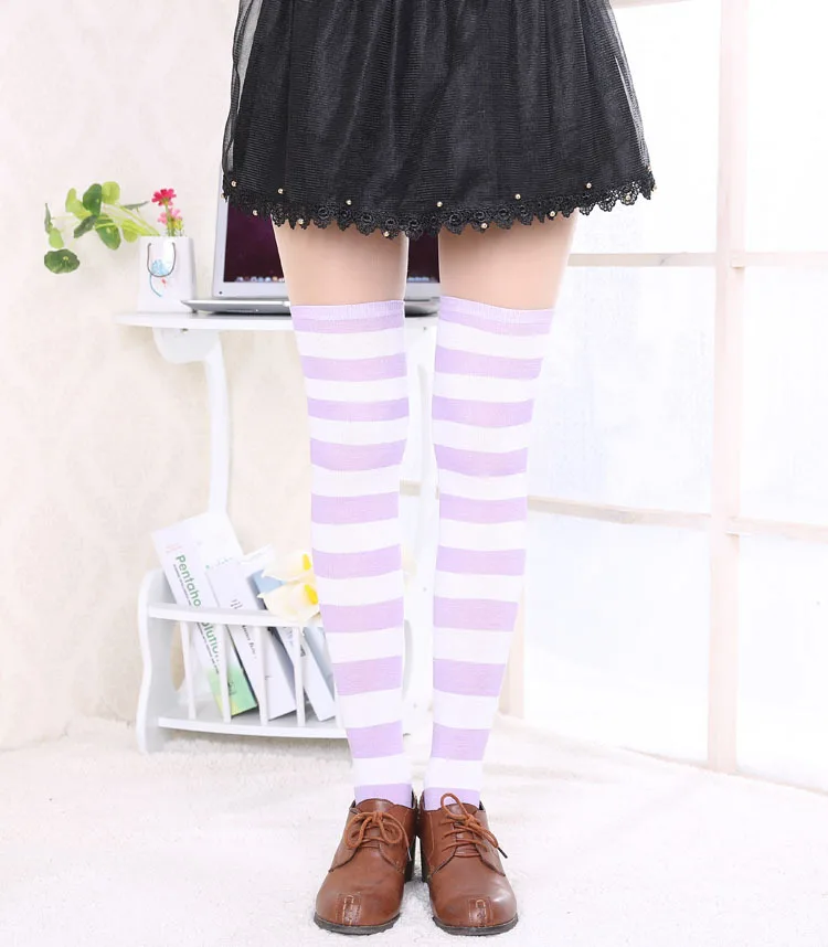 2021 New Socks Long Tube Ladies Japanese Blue and White Striped Over-knee Socks Thigh Socks  Thigh High Stockings  Knee High
