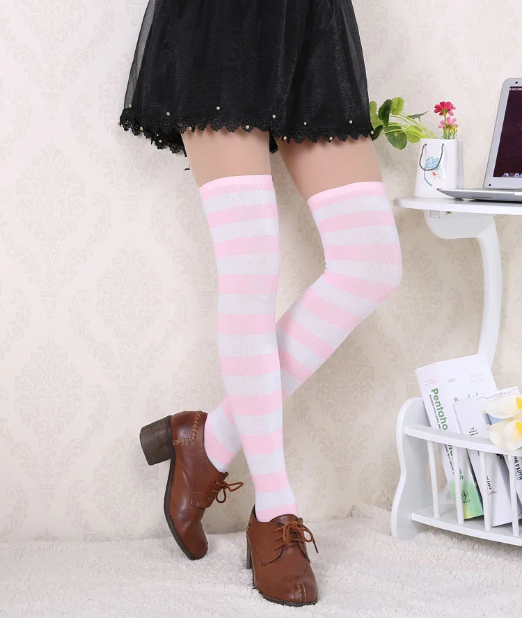 2021 New Socks Long Tube Ladies Japanese Blue and White Striped Over-knee Socks Thigh Socks  Thigh High Stockings  Knee High