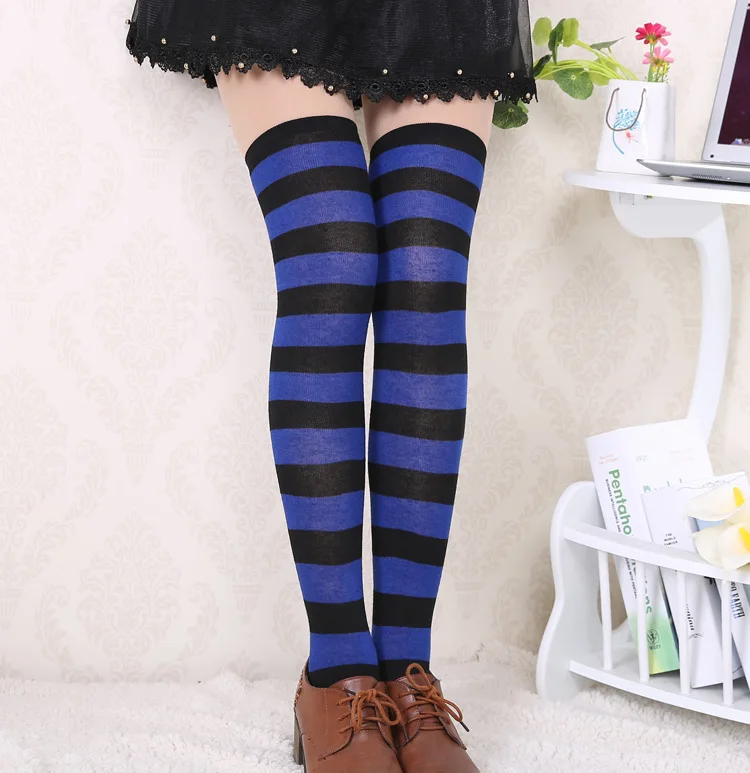 2021 New Socks Long Tube Ladies Japanese Blue and White Striped Over-knee Socks Thigh Socks  Thigh High Stockings  Knee High