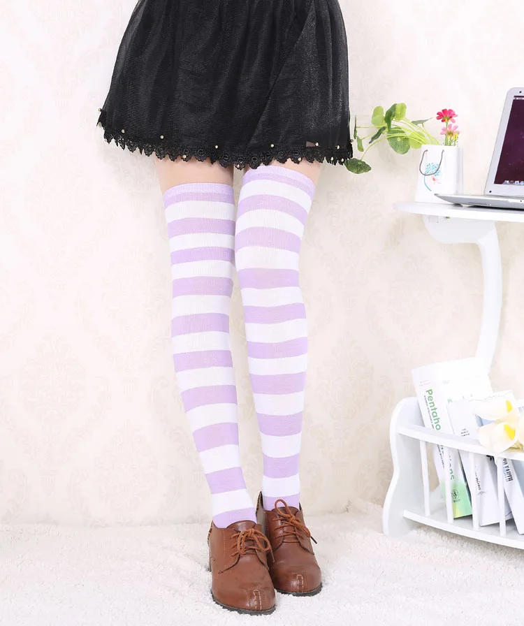 2021 New Socks Long Tube Ladies Japanese Blue and White Striped Over-knee Socks Thigh Socks  Thigh High Stockings  Knee High