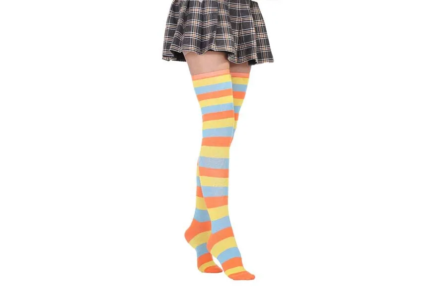 2021 New Socks Long Tube Ladies Japanese Blue and White Striped Over-knee Socks Thigh Socks  Thigh High Stockings  Knee High
