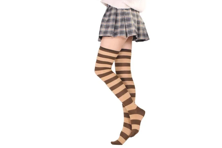 2021 New Socks Long Tube Ladies Japanese Blue and White Striped Over-knee Socks Thigh Socks  Thigh High Stockings  Knee High
