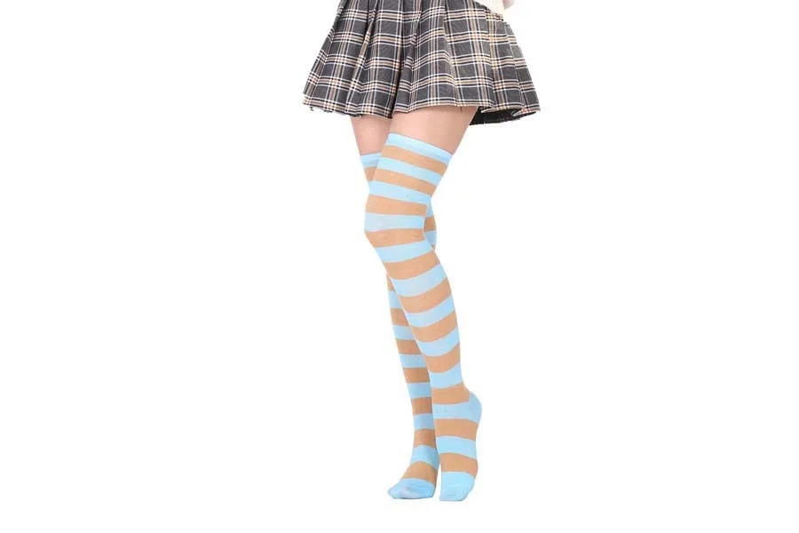 2021 New Socks Long Tube Ladies Japanese Blue and White Striped Over-knee Socks Thigh Socks  Thigh High Stockings  Knee High