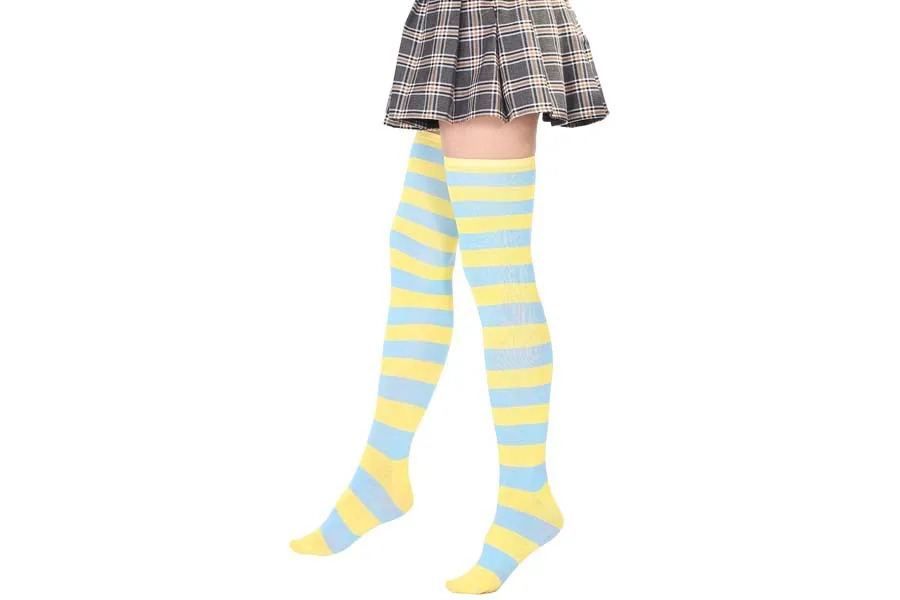 2021 New Socks Long Tube Ladies Japanese Blue and White Striped Over-knee Socks Thigh Socks  Thigh High Stockings  Knee High