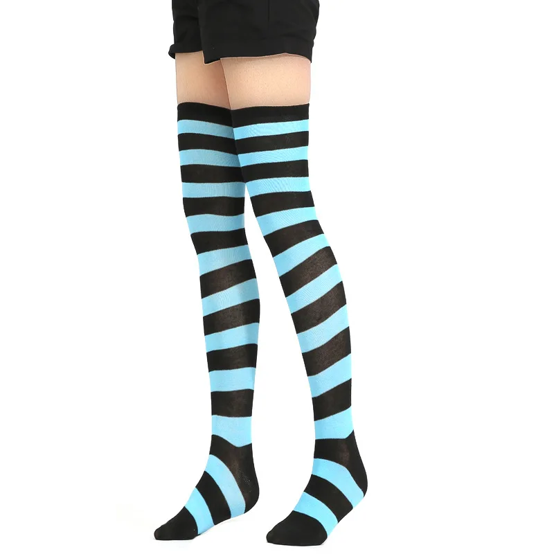 2021 New Socks Long Tube Ladies Japanese Blue and White Striped Over-knee Socks Thigh Socks  Thigh High Stockings  Knee High