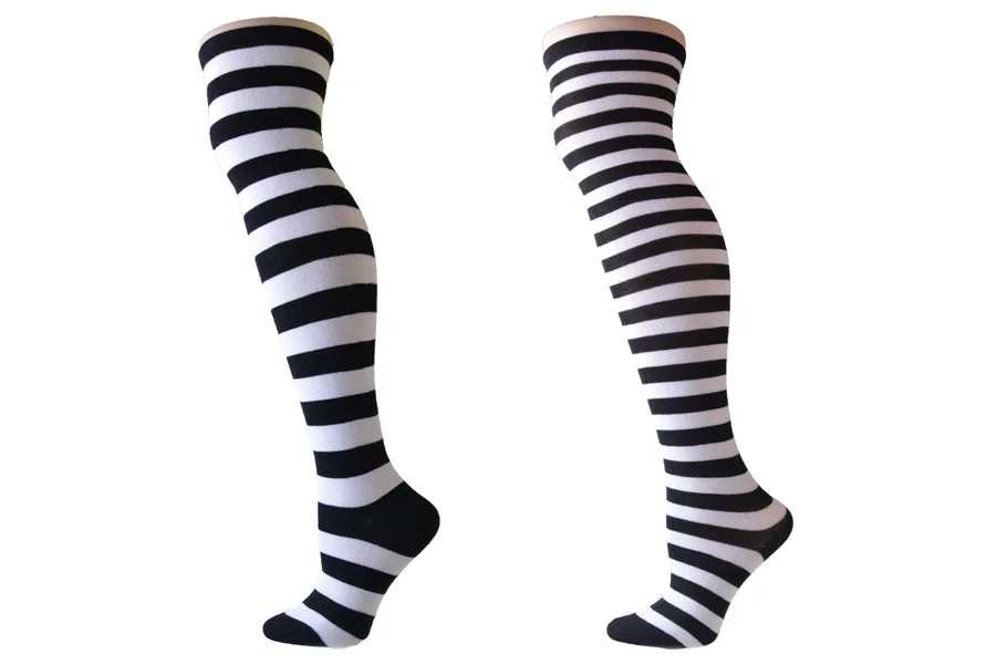 2021 New Socks Long Tube Ladies Japanese Blue and White Striped Over-knee Socks Thigh Socks  Thigh High Stockings  Knee High