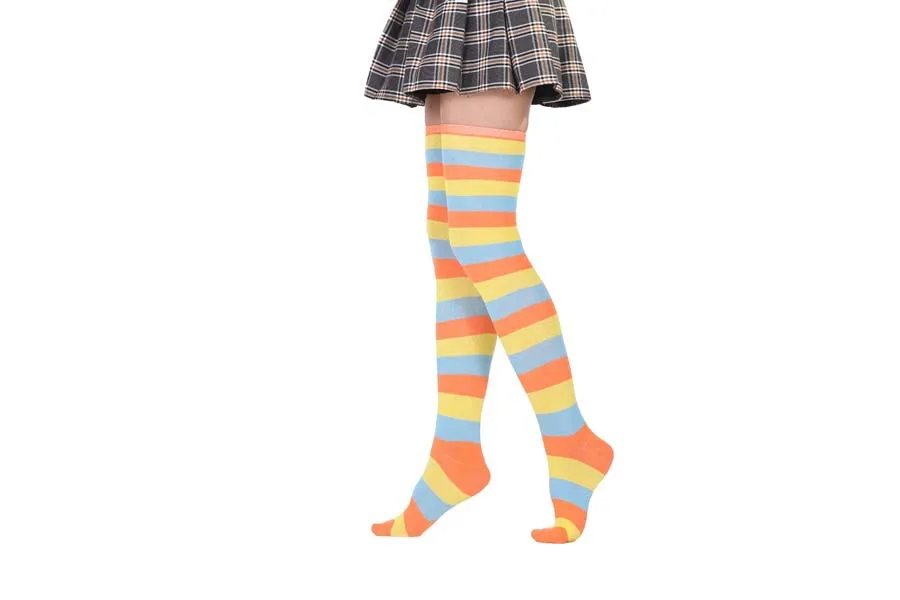 2021 New Socks Long Tube Ladies Japanese Blue and White Striped Over-knee Socks Thigh Socks  Thigh High Stockings  Knee High