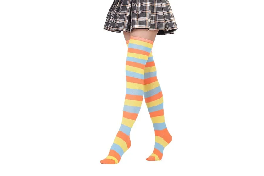 2021 New Socks Long Tube Ladies Japanese Blue and White Striped Over-knee Socks Thigh Socks  Thigh High Stockings  Knee High