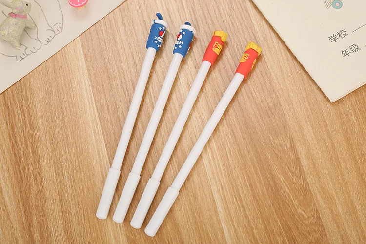 10Pcs/Set Creative Simulation Food Gel Pen Fries Cola Burger Cartoon Signature Pen Cute Gel Pen School Writing Pens Stationery
