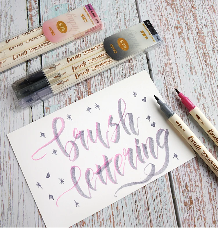 3pcs Retro Color Twin Marker Pens Set Brush Drawing Fine Liner Water Based Ink Blendable Watercolor Art Painting School A6133