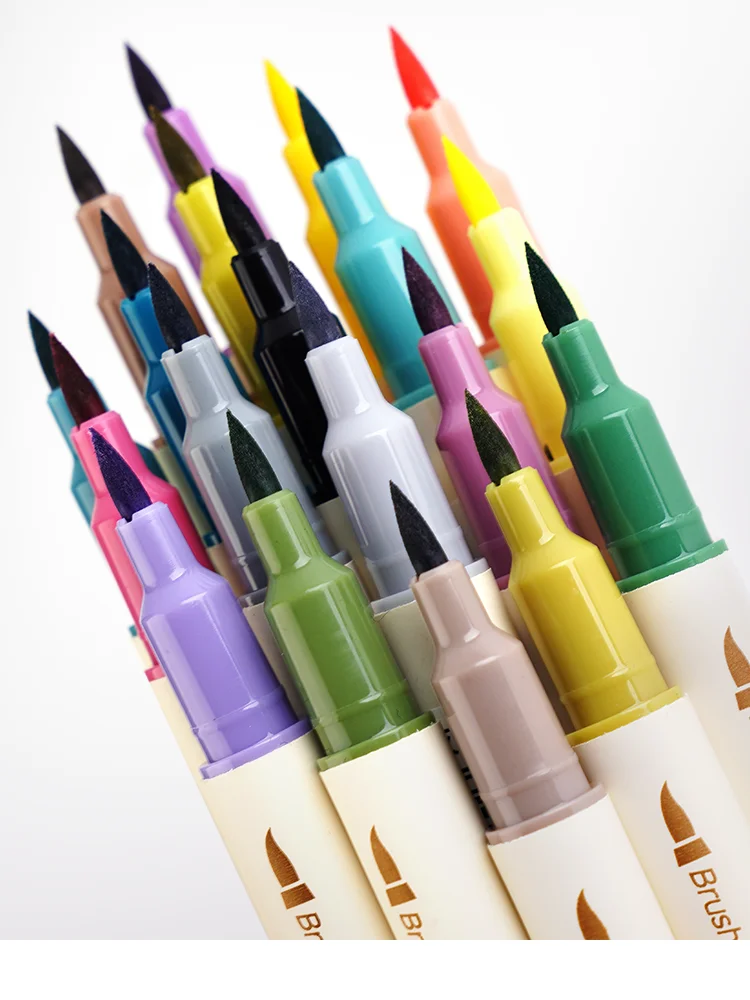 3pcs Retro Color Twin Marker Pens Set Brush Drawing Fine Liner Water Based Ink Blendable Watercolor Art Painting School A6133