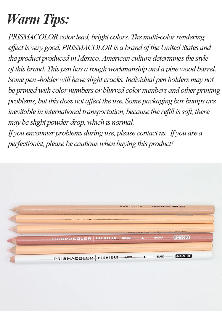 PRISMACOLOR Professional Oily Colored Pencils 12pcs Lapis de cor Sketch Colored Pencil Art Drawing Supplies PC927/938/1092/1093