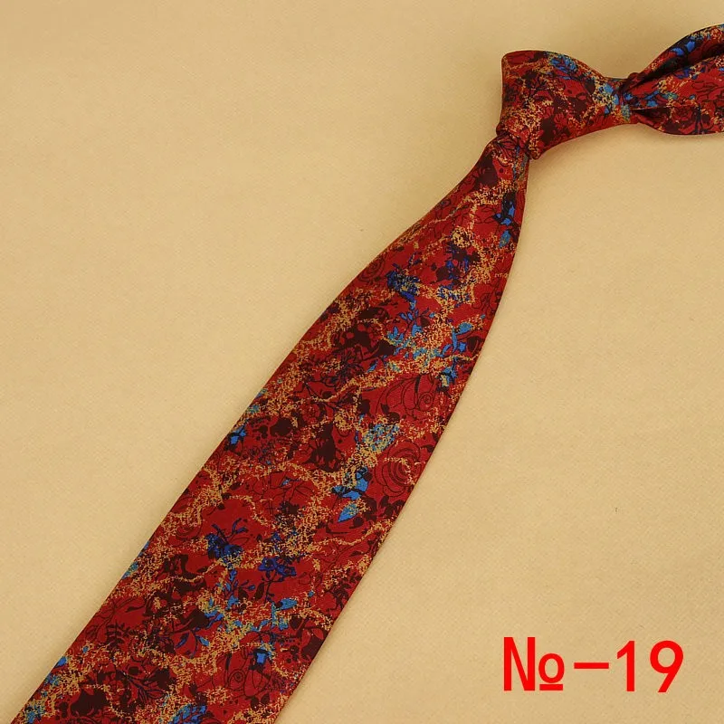 New Designs Classic Silk Men Tie Floral Plaid 9cm Red Printed Necktie Gravata Ties for Men Formal Wear Business Wedding Neckties