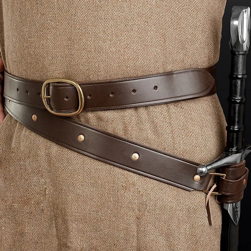 Medieval Renaissance Sword Holder Adjustable PU Leather Waist Belt Waist Sheath Men Larp Knight Weapon Cosplay Belt Holster