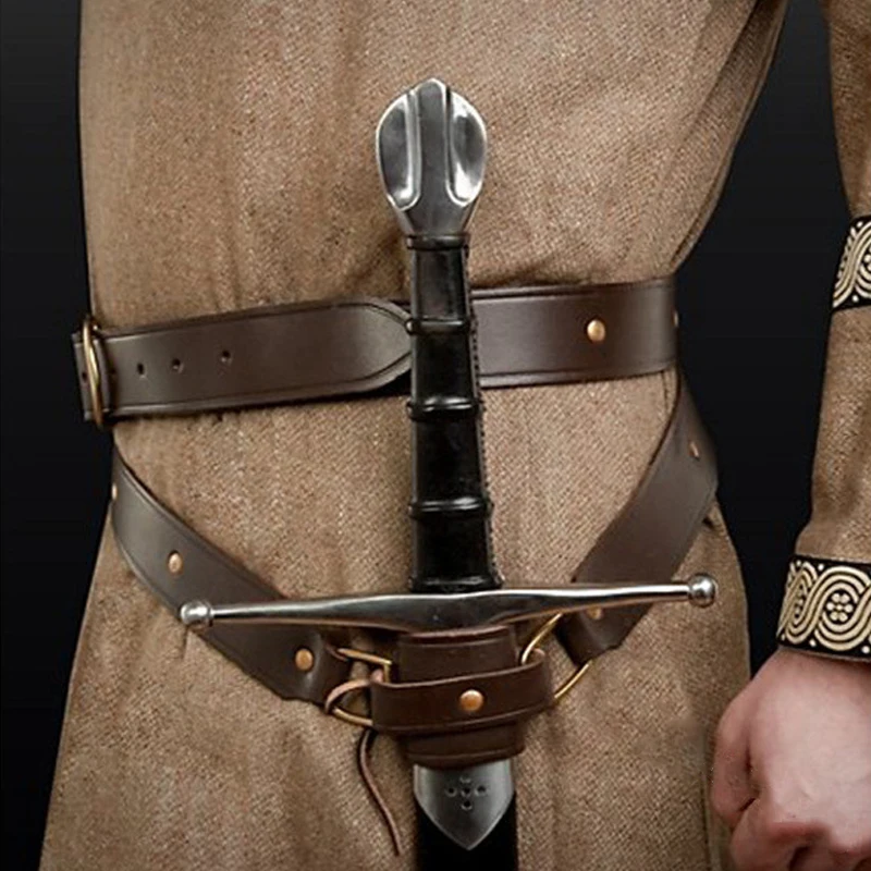 Medieval Renaissance Sword Holder Adjustable PU Leather Waist Belt Waist Sheath Men Larp Knight Weapon Cosplay Belt Holster