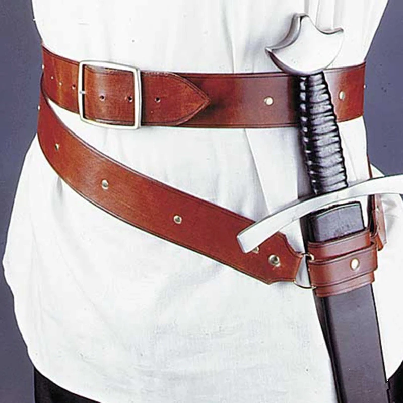 Medieval Renaissance Sword Holder Adjustable PU Leather Waist Belt Waist Sheath Men Larp Knight Weapon Cosplay Belt Holster