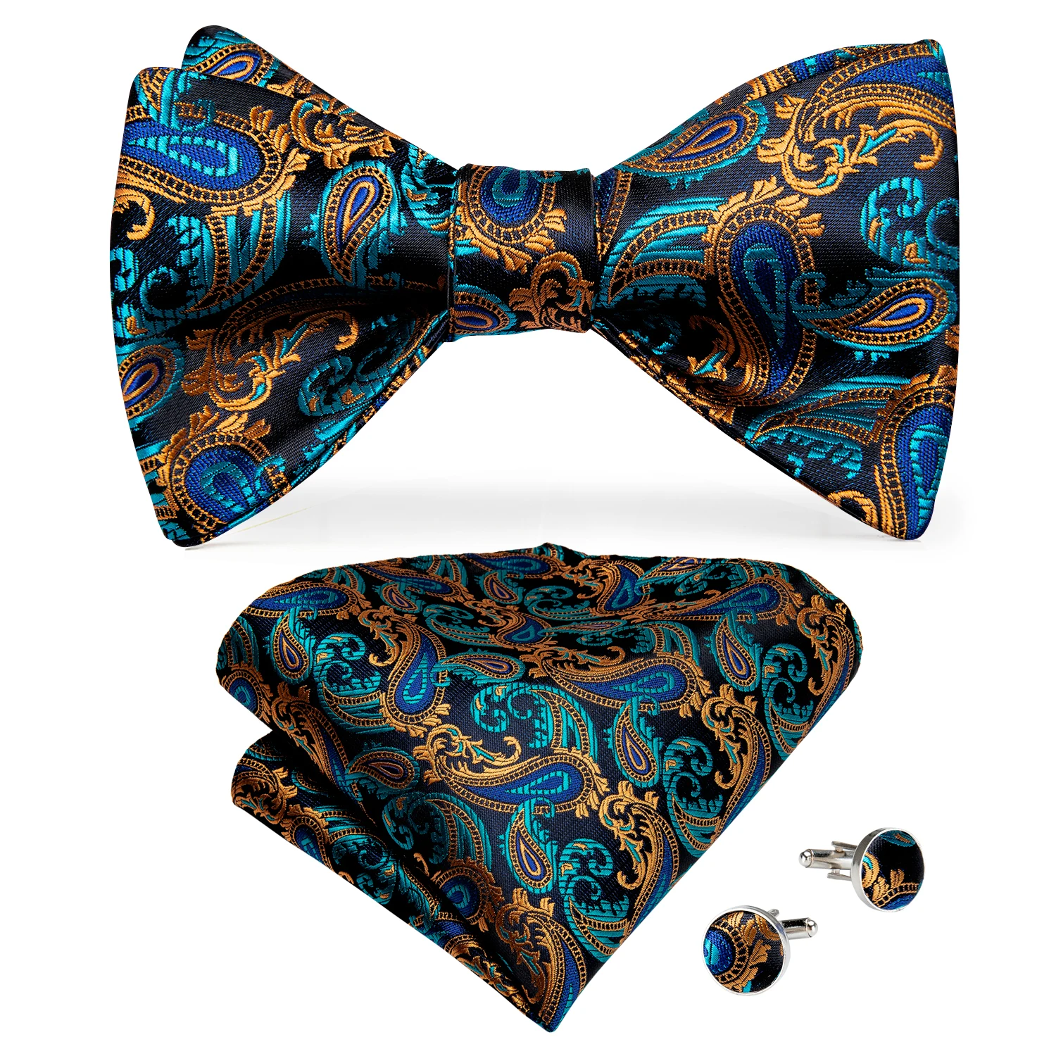 Brand New Men's Bow Tie Teal Green Blue Paisley Floral Bow Tie Wedding Party Butterfly Bowknot Men Tie Accessories