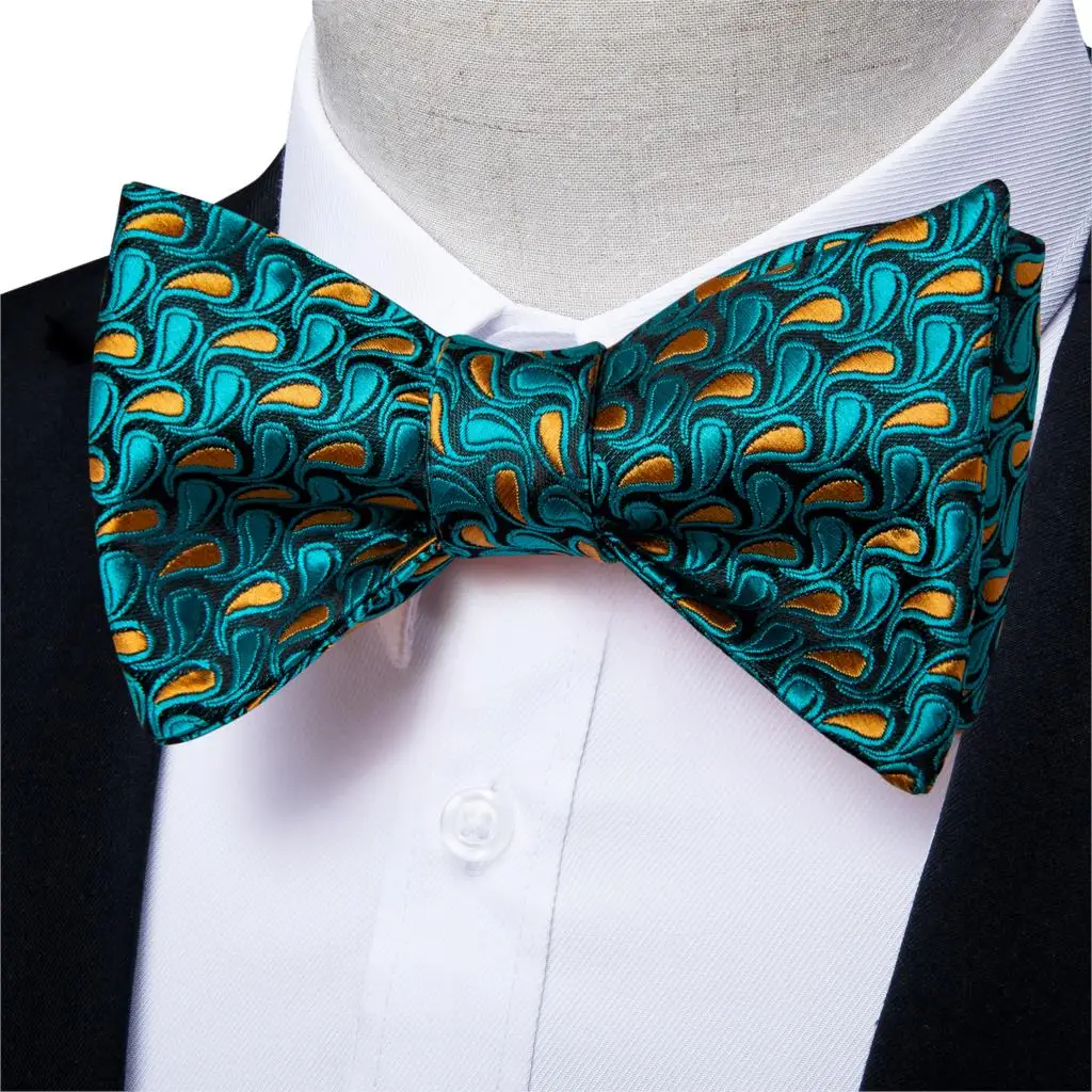 Brand New Men's Bow Tie Teal Green Blue Paisley Floral Bow Tie Wedding Party Butterfly Bowknot Men Tie Accessories