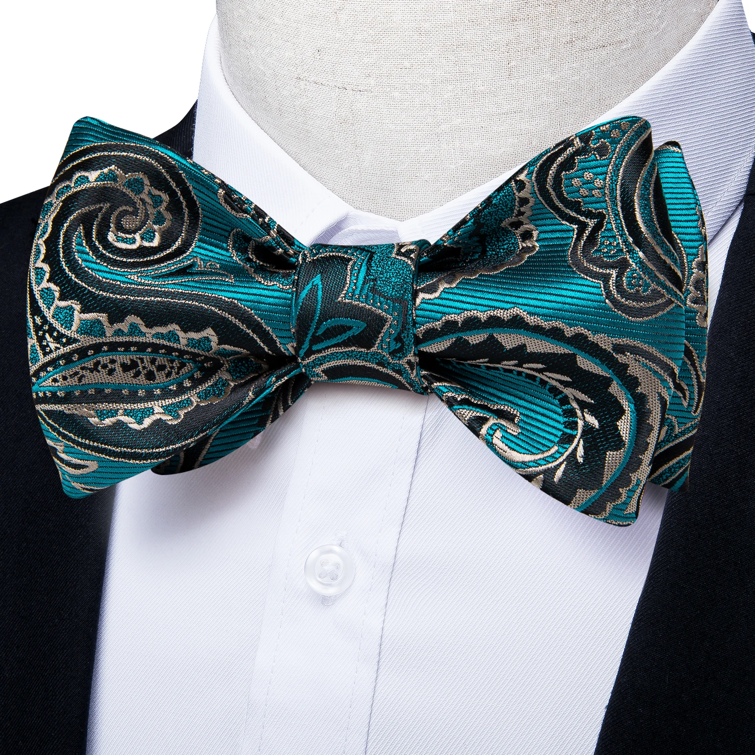 Brand New Men's Bow Tie Teal Green Blue Paisley Floral Bow Tie Wedding Party Butterfly Bowknot Men Tie Accessories