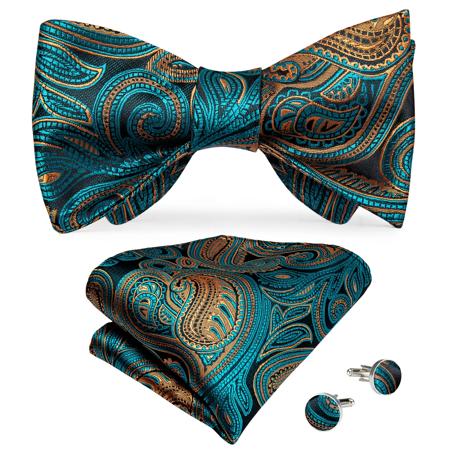 Brand New Men's Bow Tie Teal Green Blue Paisley Floral Bow Tie Wedding Party Butterfly Bowknot Men Tie Accessories