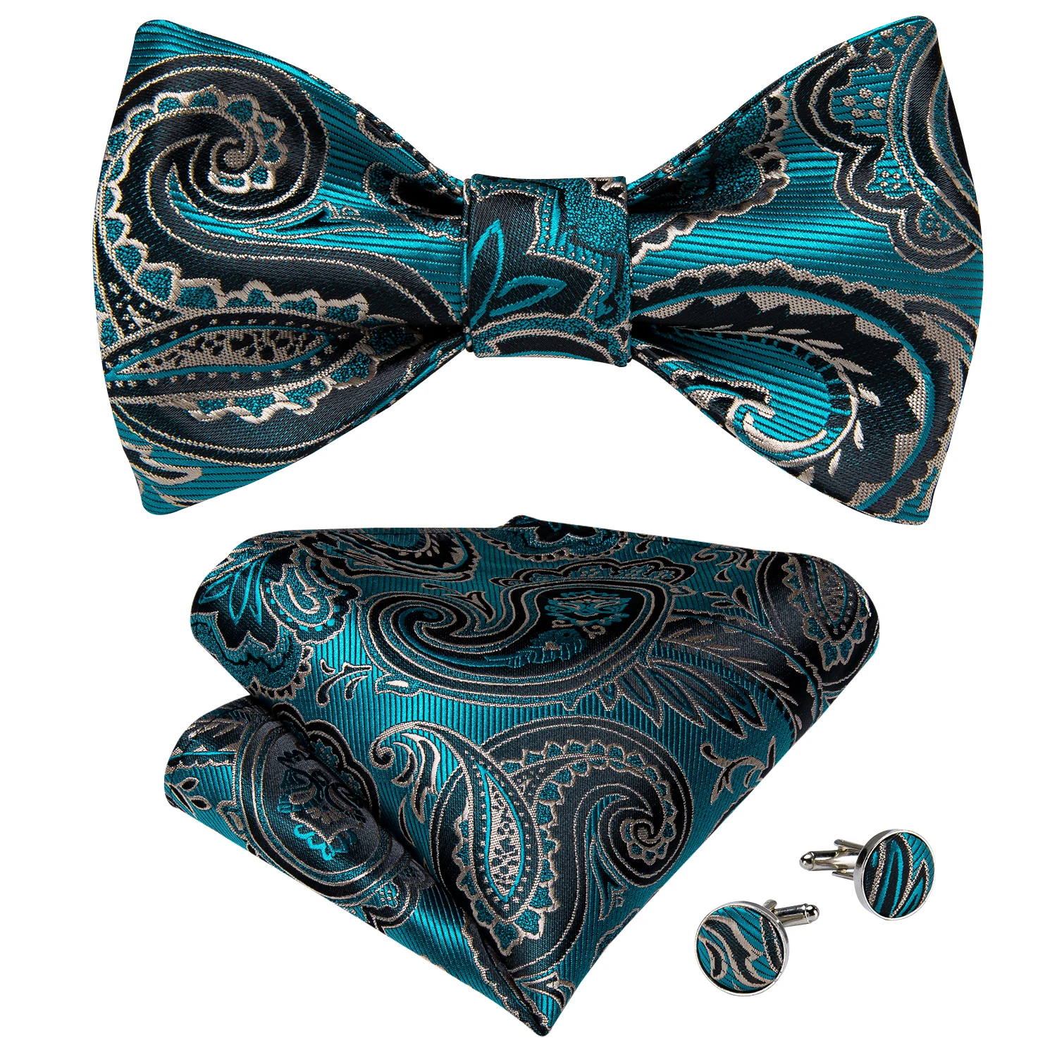 Brand New Men's Bow Tie Teal Green Blue Paisley Floral Bow Tie Wedding Party Butterfly Bowknot Men Tie Accessories