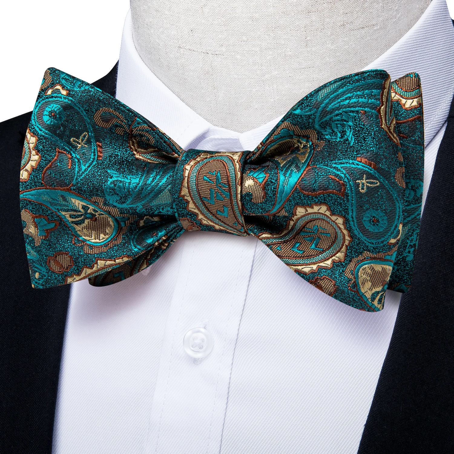 Brand New Men's Bow Tie Teal Green Blue Paisley Floral Bow Tie Wedding Party Butterfly Bowknot Men Tie Accessories