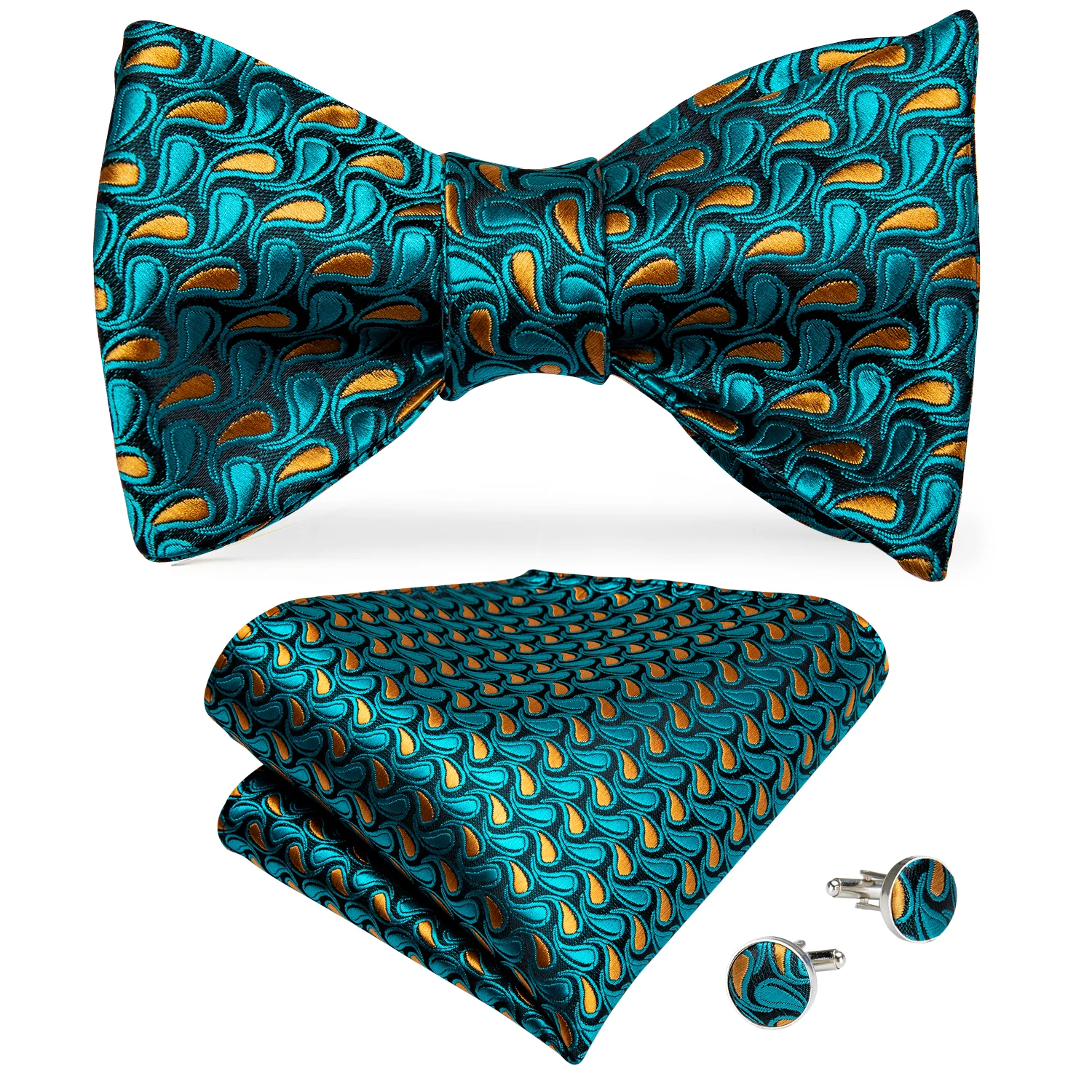 Brand New Men's Bow Tie Teal Green Blue Paisley Floral Bow Tie Wedding Party Butterfly Bowknot Men Tie Accessories
