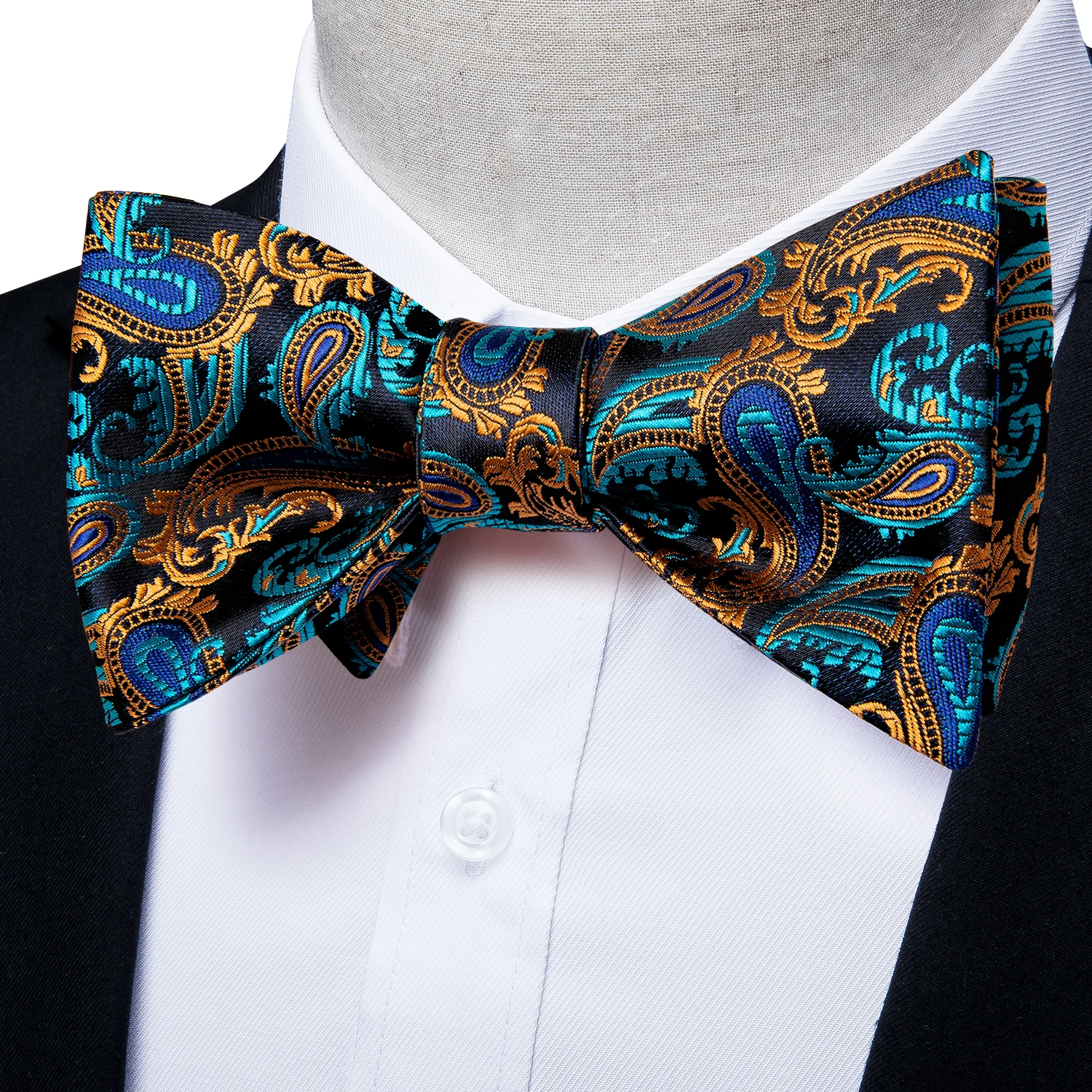 Brand New Men's Bow Tie Teal Green Blue Paisley Floral Bow Tie Wedding Party Butterfly Bowknot Men Tie Accessories