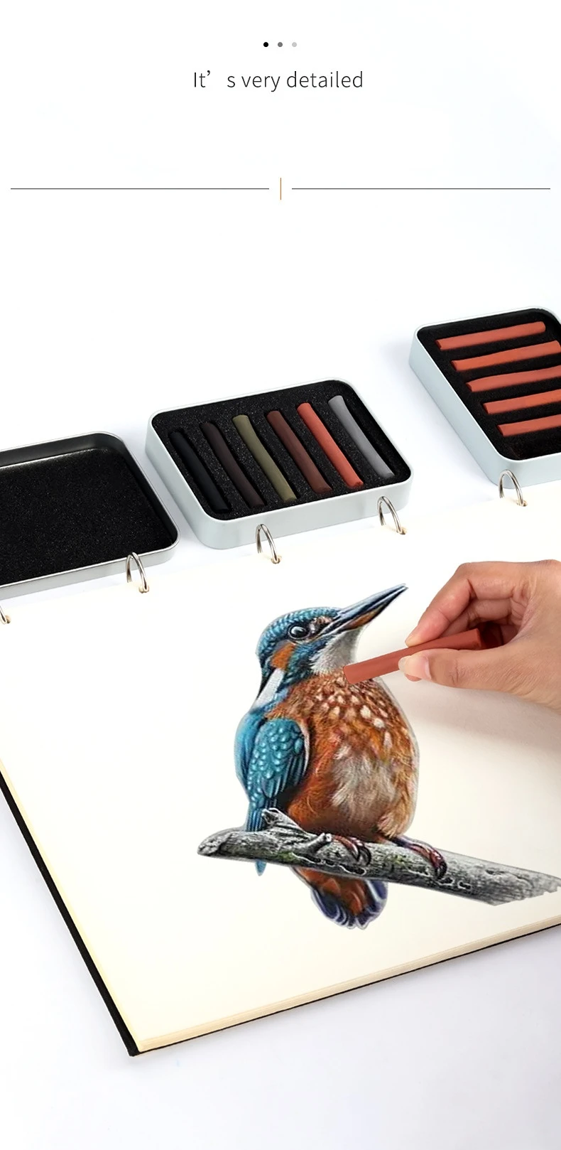 6-color Artist Charcoal Strips Exquisite Tin Box Packaging Sketch Water-soluble Non-cutting Professional Painting Materials