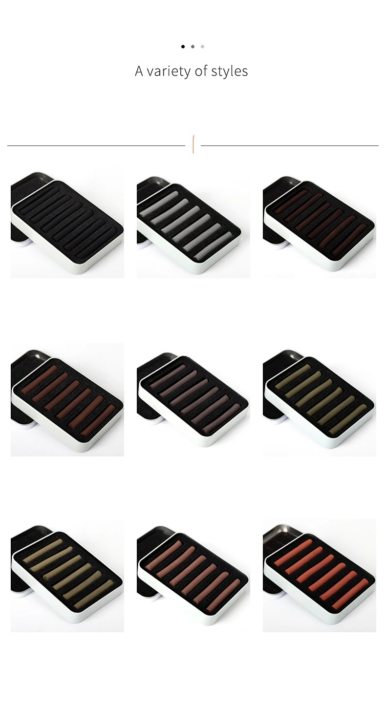 6-color Artist Charcoal Strips Exquisite Tin Box Packaging Sketch Water-soluble Non-cutting Professional Painting Materials