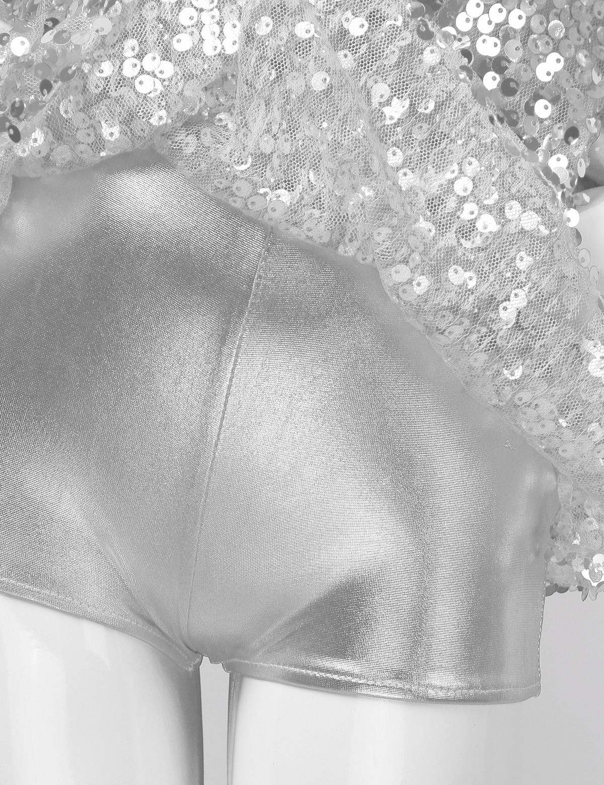 Kids Halter Shiny Sequins Gymnastics Shorty Unitards Dress Girls Ballet Leotard Stage Performance Latin Jazz Dance Costume