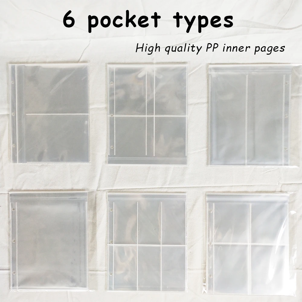 A5 3-hole Card Storage Bag 1/2/4/6 Pockets Collection Book 4R 6inch 10×15 Photo Wedding Album Trading Game Star Cards Protector