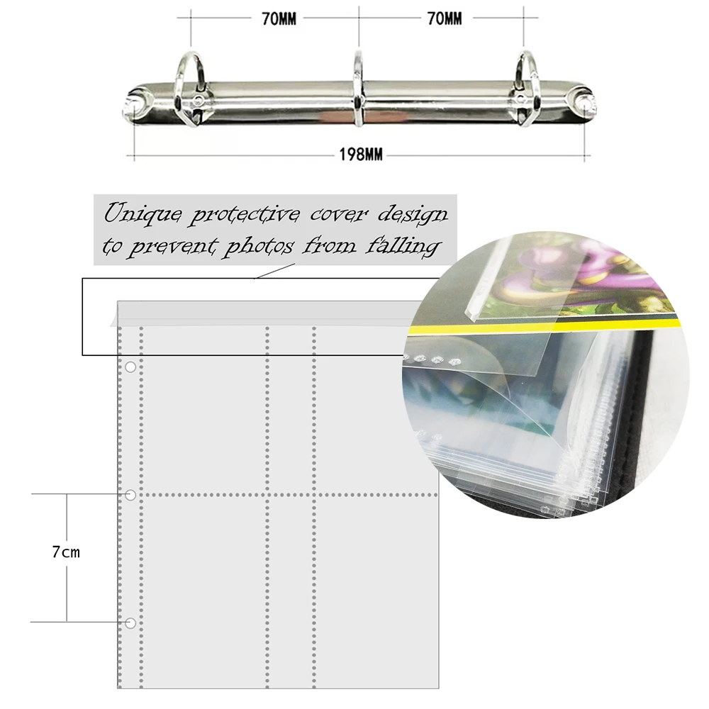 A5 3-hole Card Storage Bag 1/2/4/6 Pockets Collection Book 4R 6inch 10×15 Photo Wedding Album Trading Game Star Cards Protector