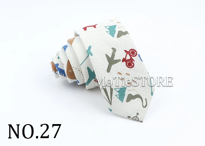 New Cartoon Linen Tie Skinny Casual Necktie For Wedding Party Neckties Classic Suits Floral Animal Print Neck Ties Cravat Gift